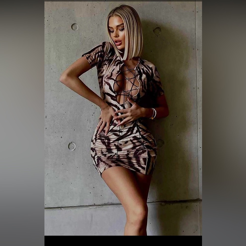 Fashion Nova Attitude lace up mini dress